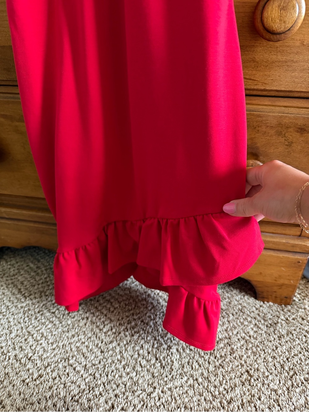 Lulu's Bright Red Ruffle-Hem Mini Dress - Picture 2 of 3